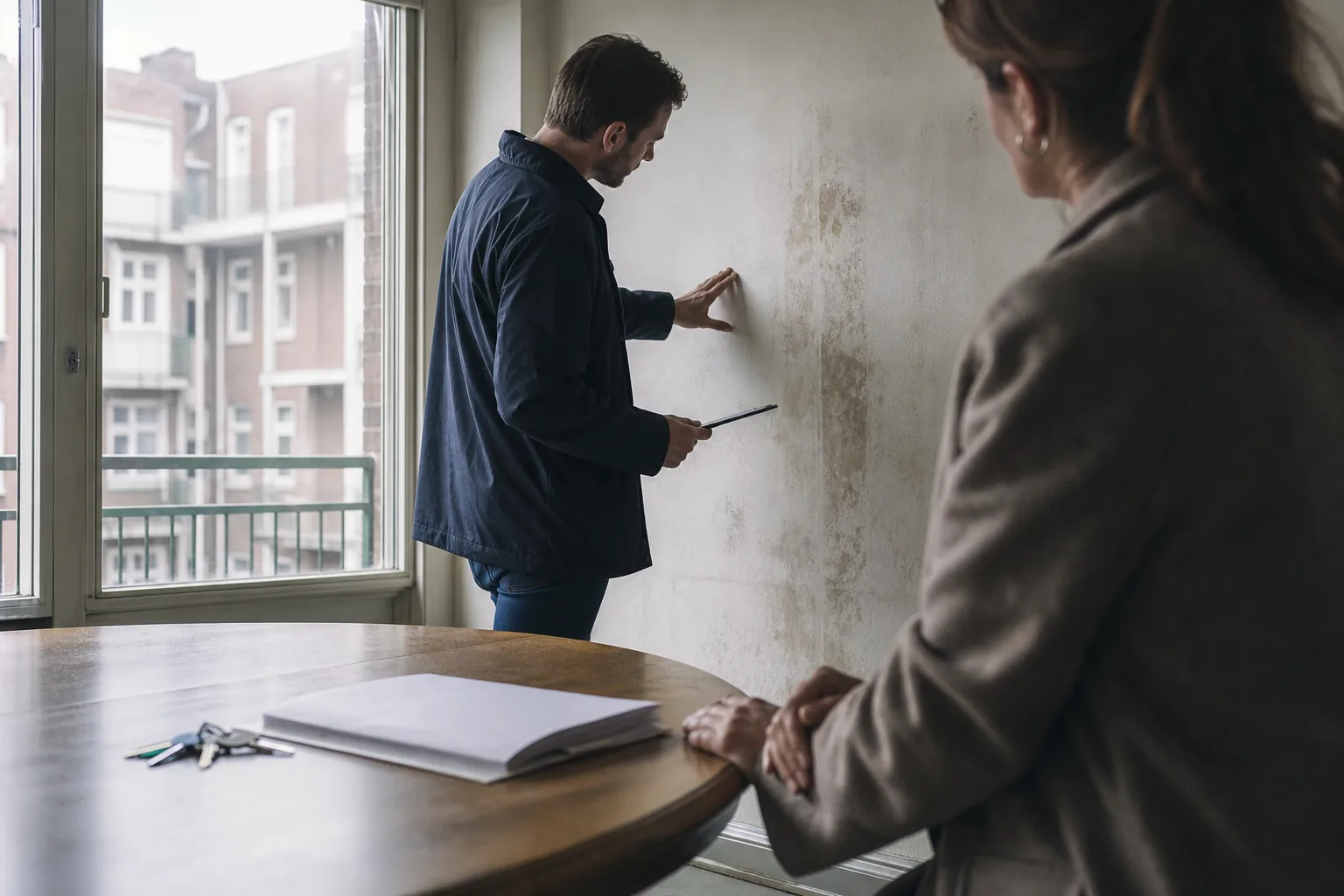 Een Nederlandse woning met sleutels en papieren. Beeld bij het artikel: Hoeveel geld kost een slordige woningopname u uiteindelijk als de huurder vertrekt?